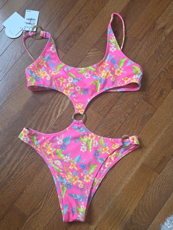 Kulani Kinis Other - KULANI KINIS Swim Suit NWT Viva Vacation Cut Out in Hot Pink Floral Size Large
